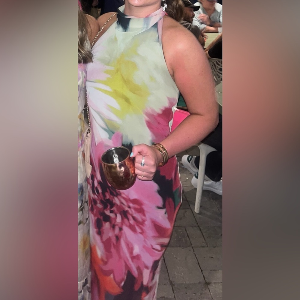 Betsy and Adam floral maxi high neck tie dress